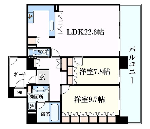 三ノ宮駅 徒歩9分 15階の物件間取画像